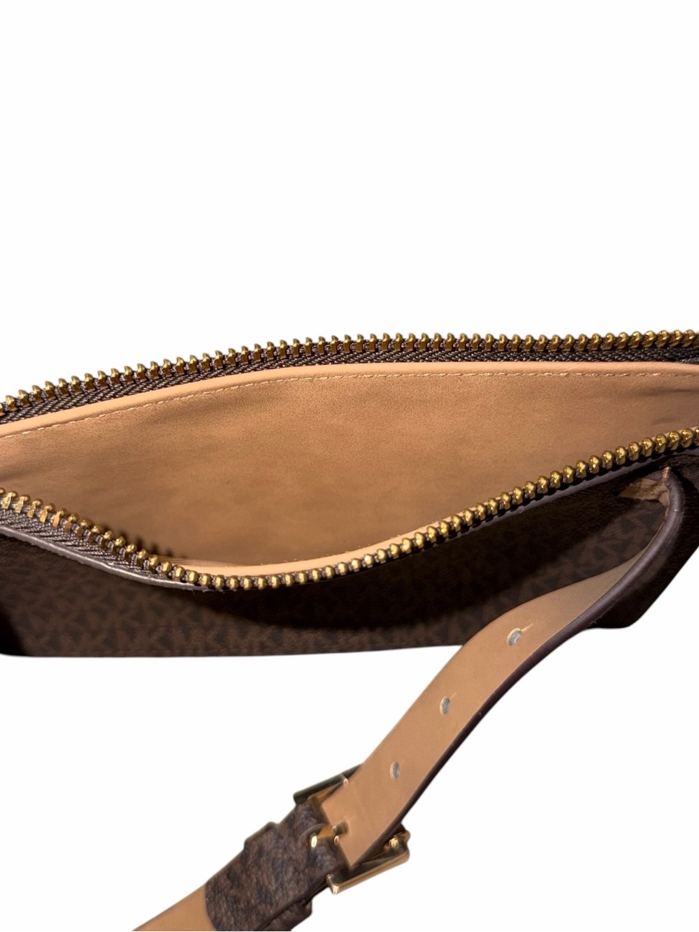 Michael Kors Brown Signature Monogram Belt Bag with Gold Chain - Picture 7 of 7